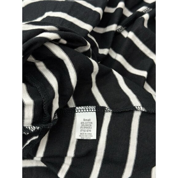 POOF Maxi Skirt Horizontal Black White Stripe High Rise Jersey Lightweight S - Picture 7 of 8